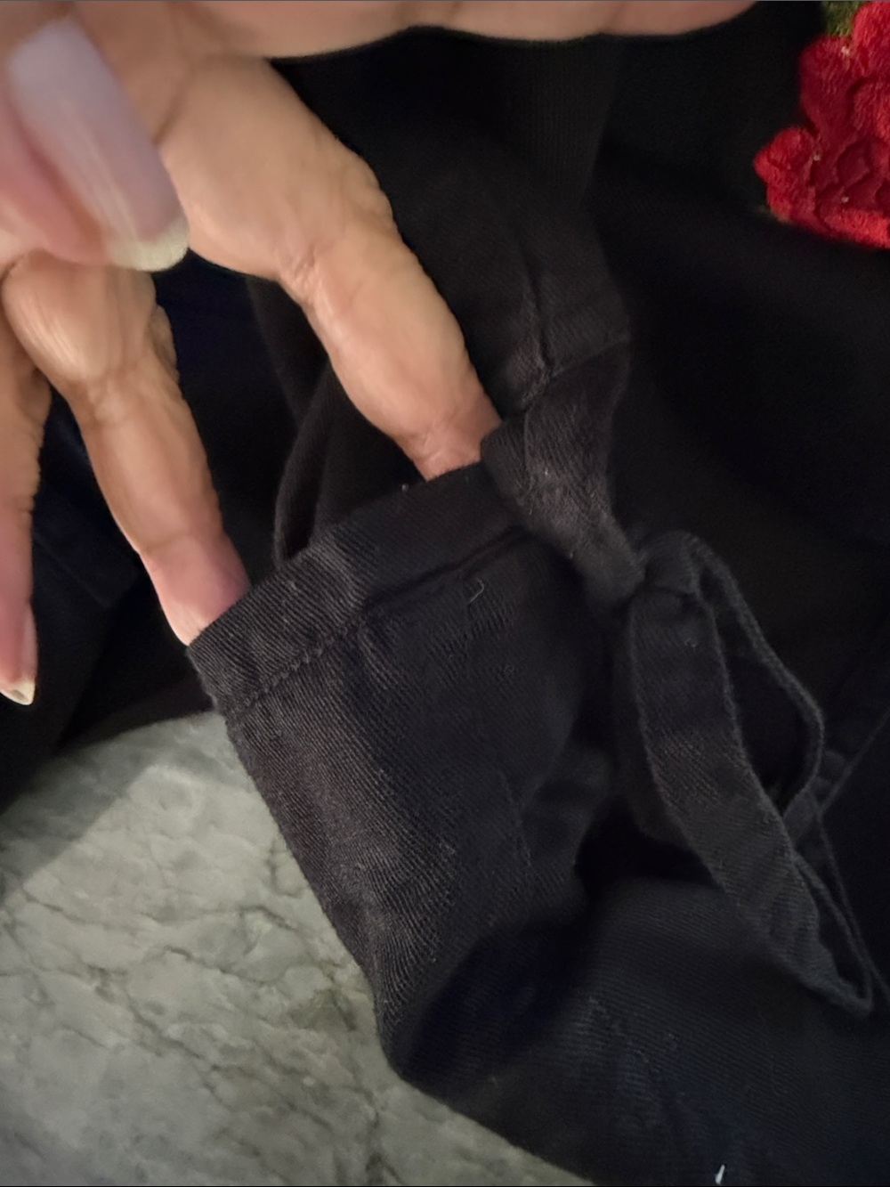 Johnny Was Black Embroidered Crane Cargo Pants with Pink & Green Floral Accents - Picture 10 of 11